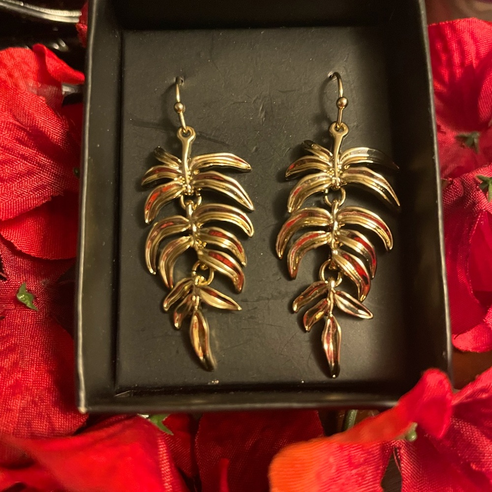 Tropical Leaf Dangle Earrings